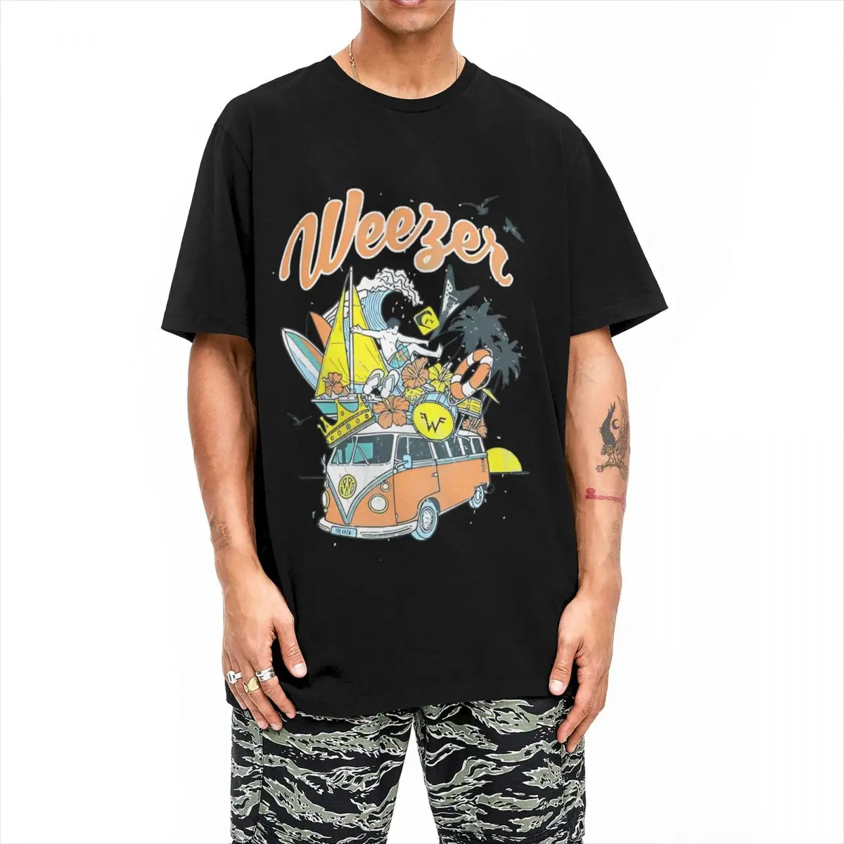 Weezer T-Shirt Summer Vintage T Shirts 100% Cotton Fashion Tee Shirt For Men Short Sleeve Custom DIY Tops