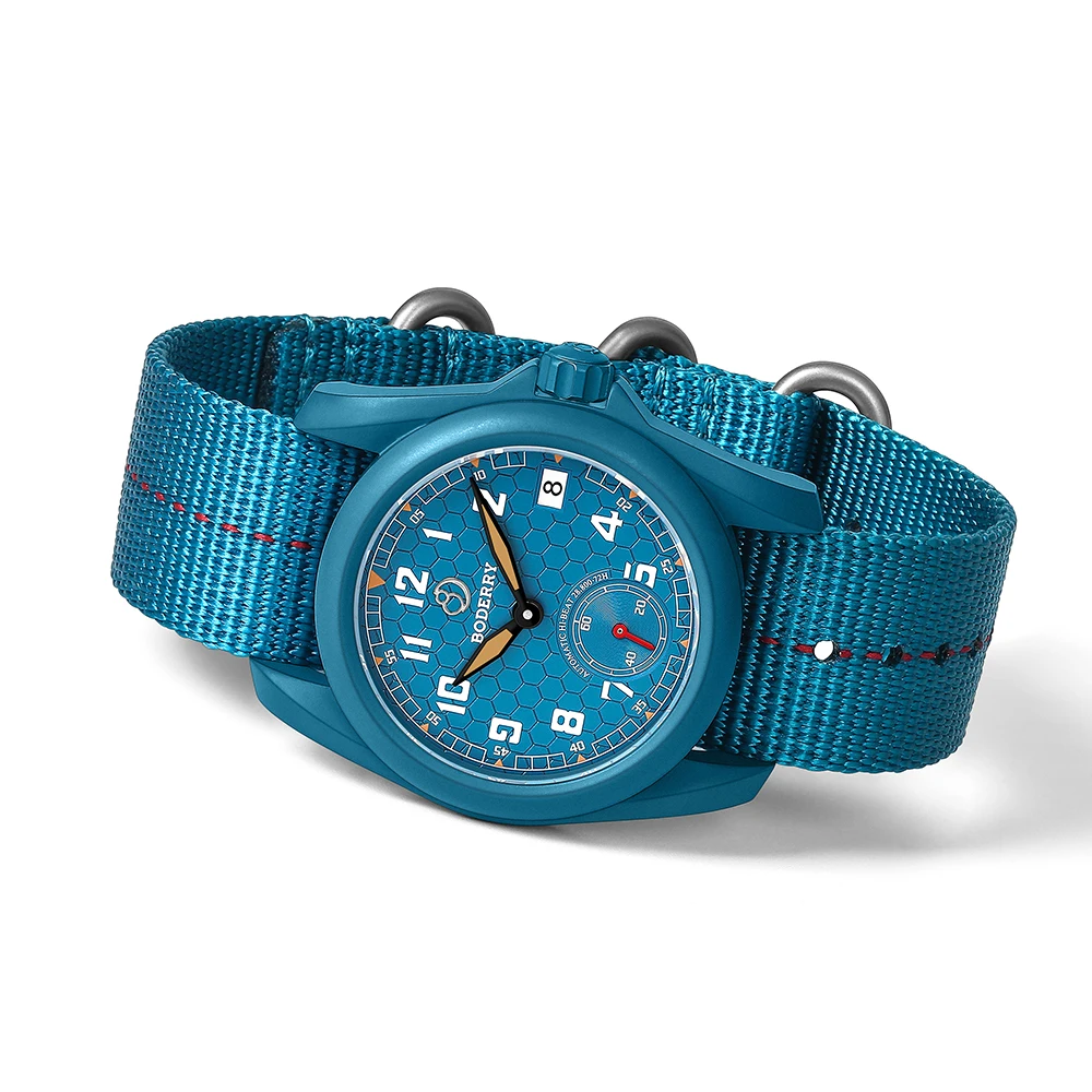 BODERRY ساعة أوتوماتيكية للرجال 40 مللي متر الطيار الميكانيكية ساعة اليد التيتانيوم 10ATM مقاوم للماء الياقوت مضيئة HZ8240 #6