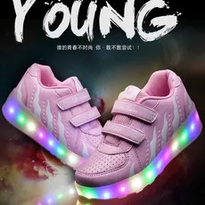 Two wheel skateboarding shoes casual Children's luminous roller skates skating charging with lights wheel shoes