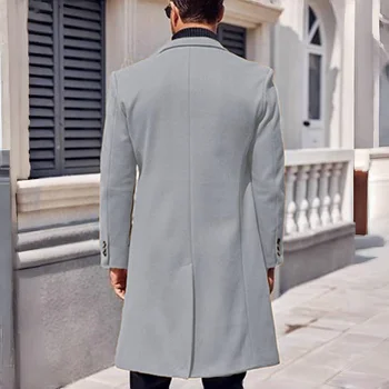 Men's Long Wool Blend Double-Breasted Coat 3 Men's Long Coat Wool Blend Double Breasted Jacket Casual Lapel With Lining Street Outer Warm Men's Clothing EU SIZE M-XXL 3