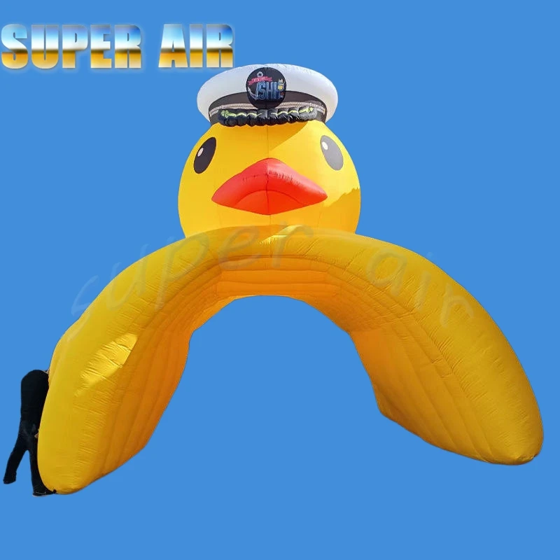Custom 3D Pirate Captain Inflatable Arch, Yellow Air Blow Tunnel Tent for Theme Park Kids Party Carnival Entrance Decor