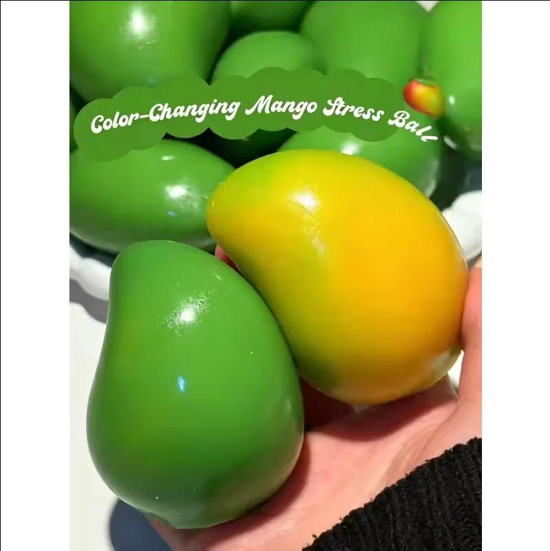 1-2 Stück Handgemachter Knuspriger Mango-Stressball Fidget-Spielzeug Knackiger Quetschball Runde Blöcke Gefüllt ASMR Anti-Stress-Spielzeug für Erwachsene