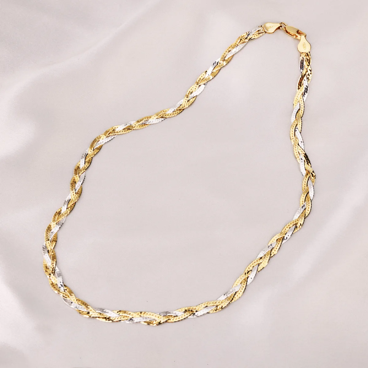 925 Sterling Silver Italy Necklaces For Women Chain Two-Color Spliced Chain Jewelry Three Strand Weaving Luxury High Quality