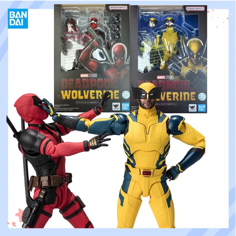 

【In Stock】Bandai SHF Movie Deadpool Character Wolverine Cartoon Character Toy Joint Can Do Model Gift Collection.