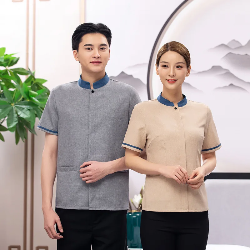 

Рабочая униформа для мужчин и женщин, с коротким рукавом, для уборщиков, персонала гостиниц, сотрудников управляющих компаний, для уборки помещений, летняя модель.