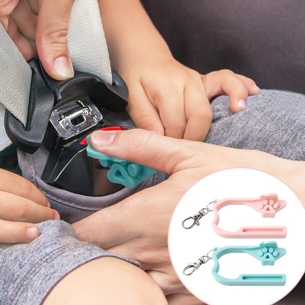 1 peça e 2 peças assento de carro infantil portátil ferramenta de desbloqueio chaveiro dispositivo de liberação de cinto de segurança