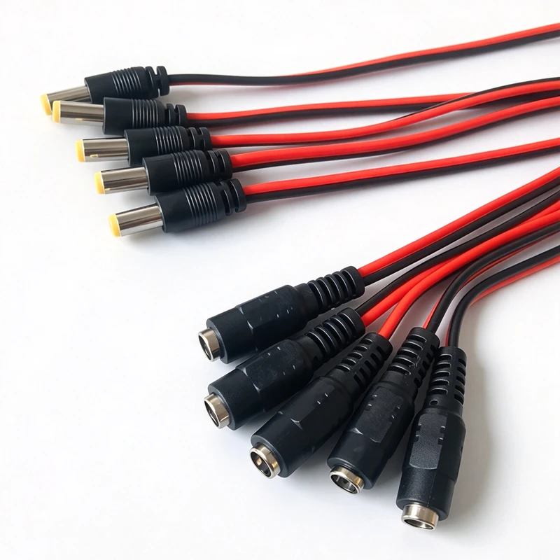 1/2/5/10 Pairs 12V DC Connectors Male Female Jack Cable Wire Line Adapter Plug Power Supply 5.5 X 2.1mm