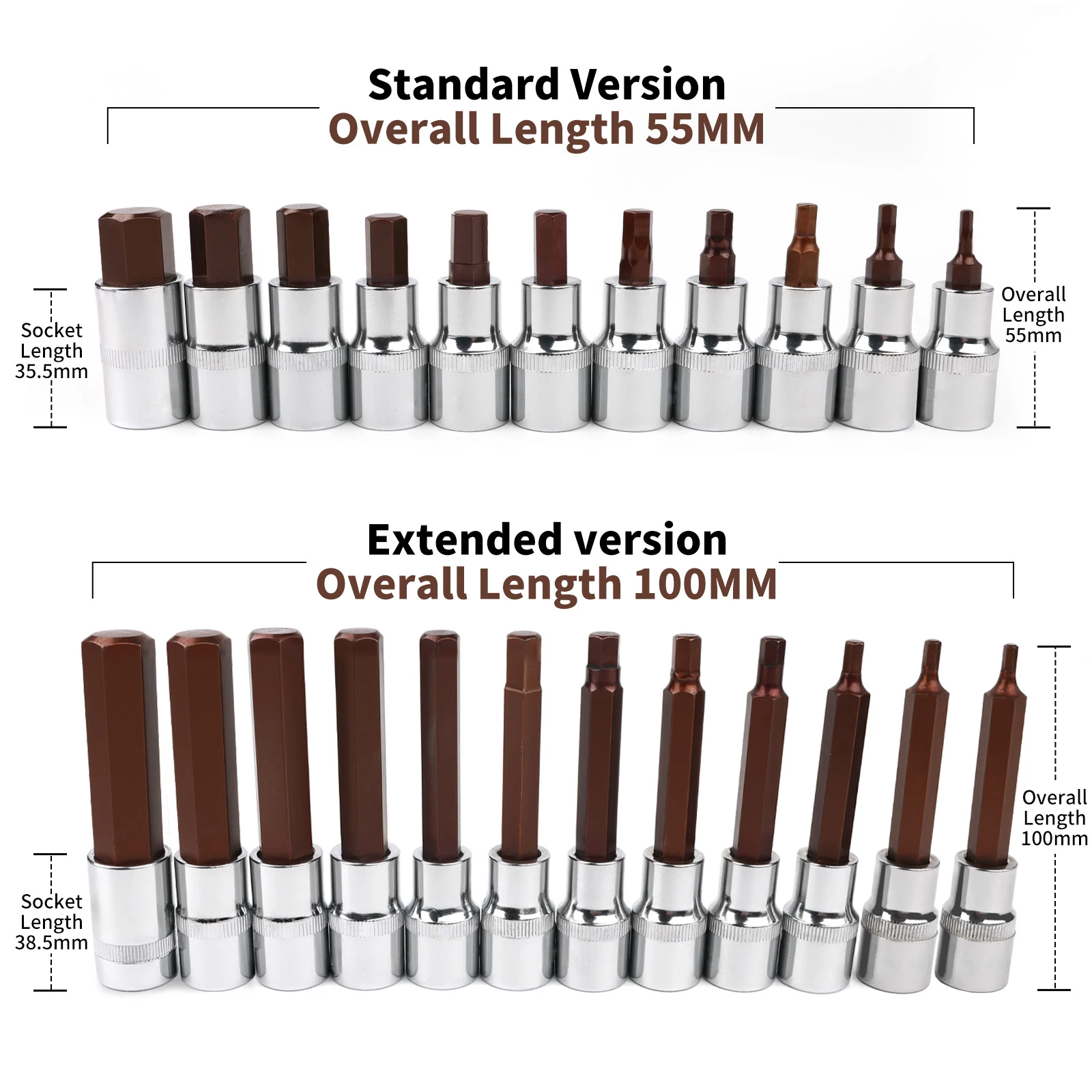 1/2 Hex Bit Sockel 1Pcs S2 Hexgon Bits Adapter Inbusschlüssel für Drehmomentschlüssel Ratsche Steckschlüssel H4/H5/H6/H7/H8/H10/H12/H14/H17 – Detail 3
