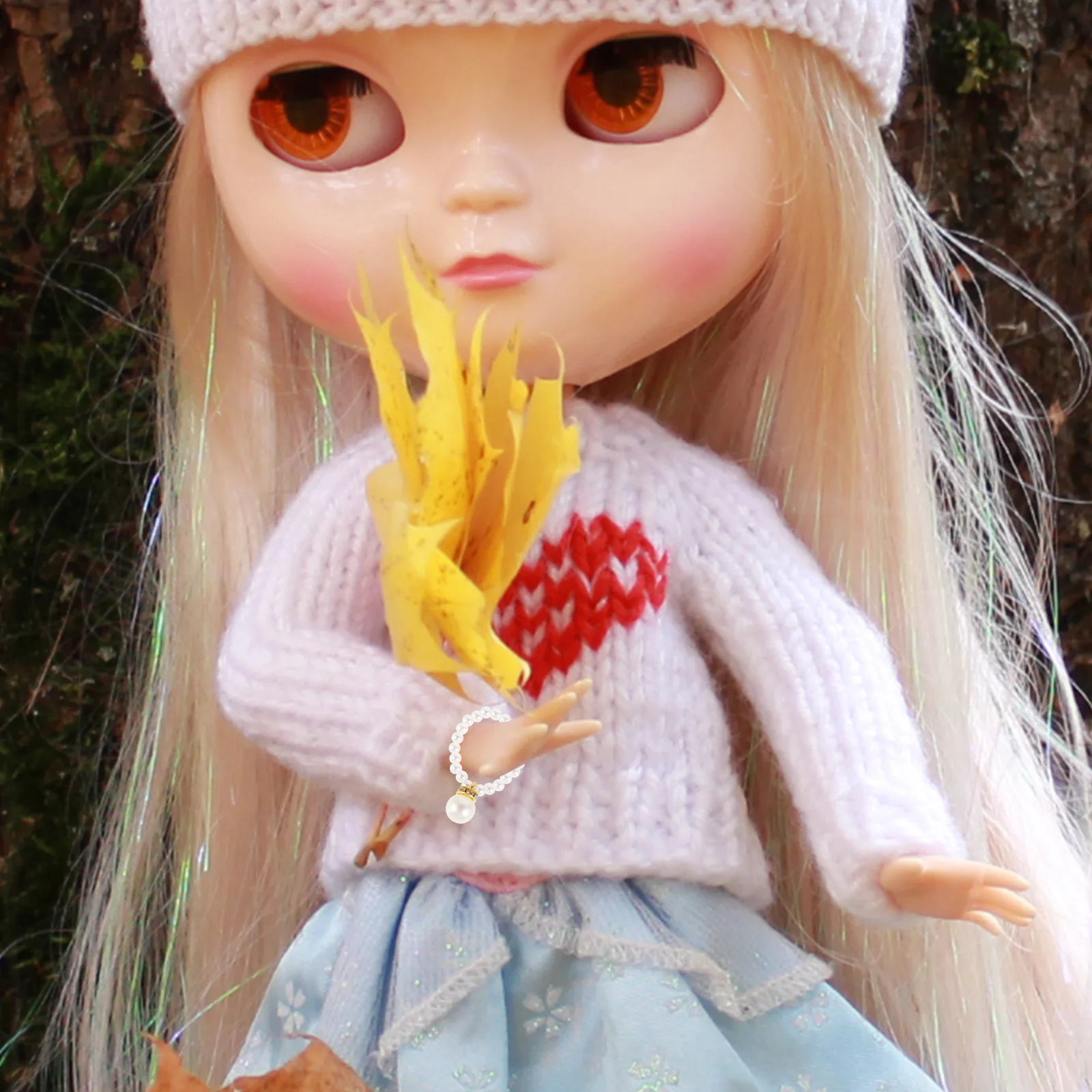 10 個のミニチュアフェイクパールネックレス、小さな黄色いアヒルの装飾用 DIY チャームセット、軽量ジュエリー、ごっこ遊び用