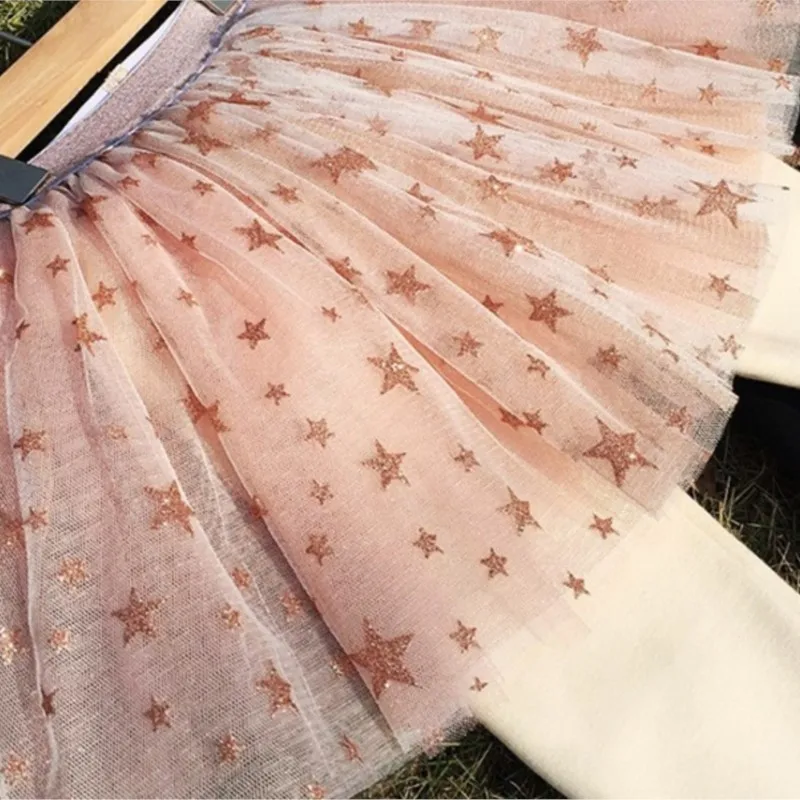 Fashion Baby Girl Princess Cotton Legging With Sparkle Star Tutu Skirt Child Culottes Mesh Patchwork Spring Baby Clothes 2-10Y