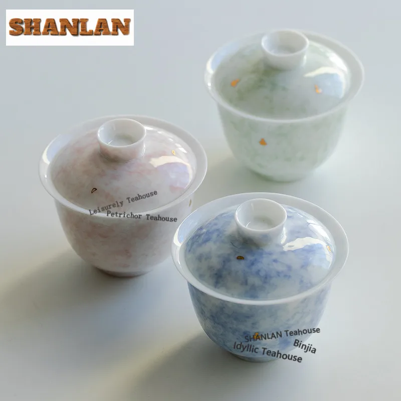 

120ml Thin Body Wihte Porcelain Gaiwan Aesthetic Tea Tureen Tea Bowl With Lid Kit Tea Maker Cover Bowl Drinkware Accessories