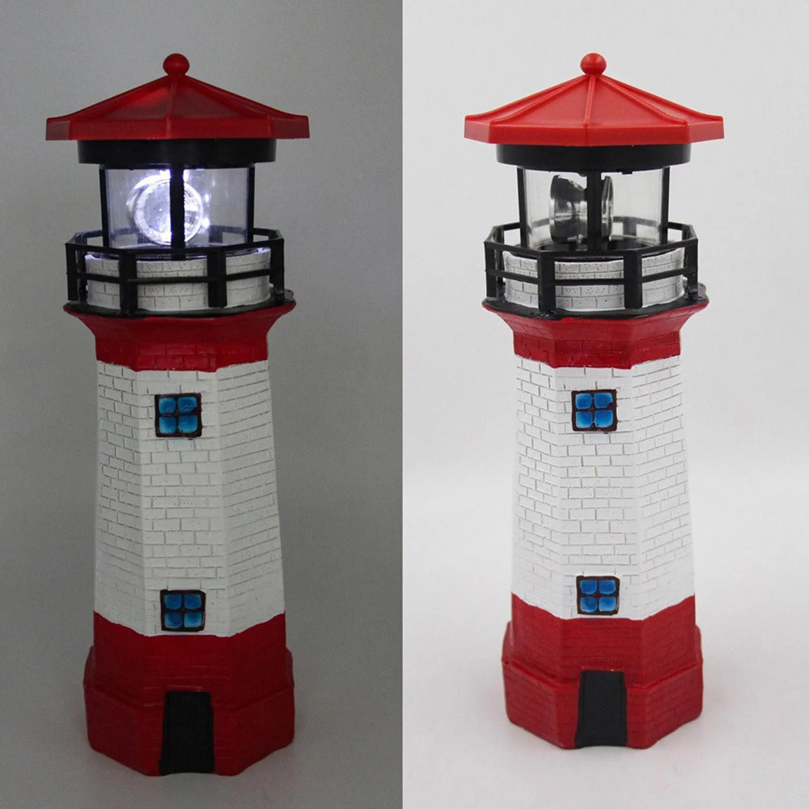 Solar Powered Lighthouse Environmentally Friendly Energy Saving Resin  Crafts With Rotating Beacon For Outdoor Garden Decor