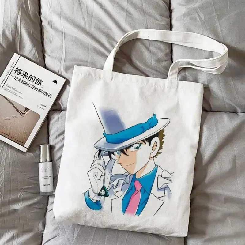 Bolsos de lona de Detective Conan para hombre y mujer, bolso de hombro ecológico de Anime Kudou Shinichi, bolso de compras de gran capacidad, regalos