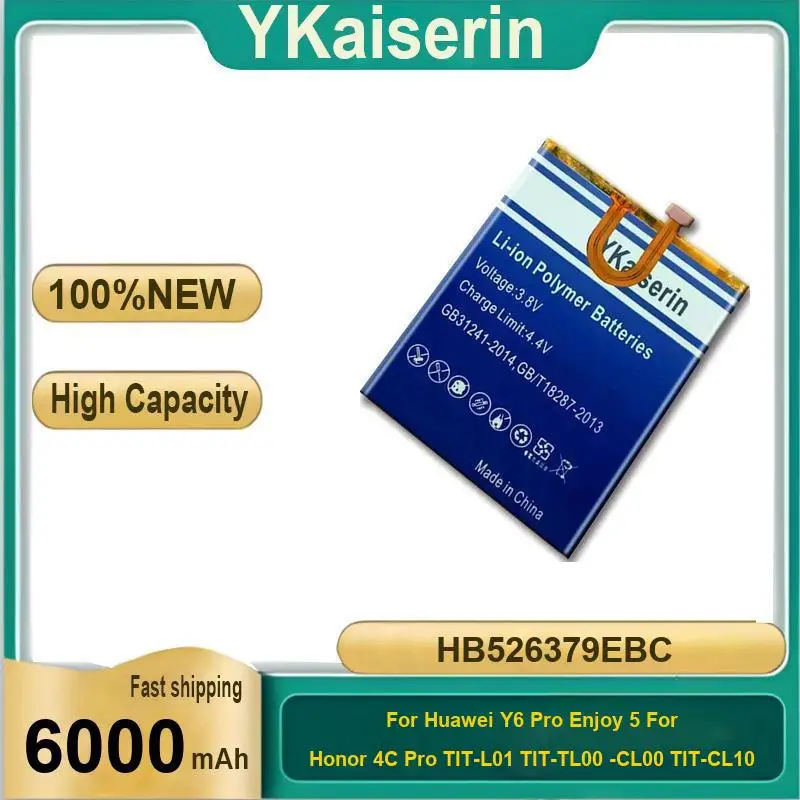 

Mobile Phone Battery HB526379EBC 6000Mah For Huawei Y6 Pro Enjoy 5 Honor 4C Tit-L01 Tit-TL00 -CL00 Tit-CL10