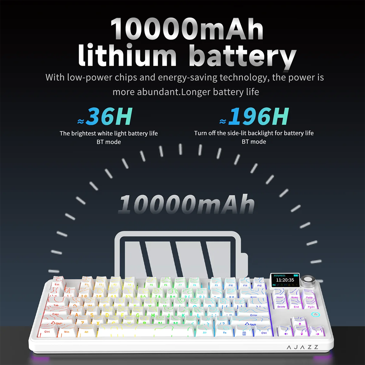 لوحة مفاتيح ميكانيكية جديدة AJAZZ AK870 V2 2.4g BT اتصال لاسلكي ديناميكي RGB مع وحدة عرض TFT مخصصة هدية لوحة المفاتيح #2