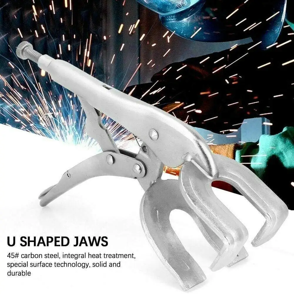 10'' U-shaped Locking Welding Jaw Pliers Multi-Function Pipe Welding Butt Pliers Adjustable Grip Vise Pliers Fixed Clamp Toolls