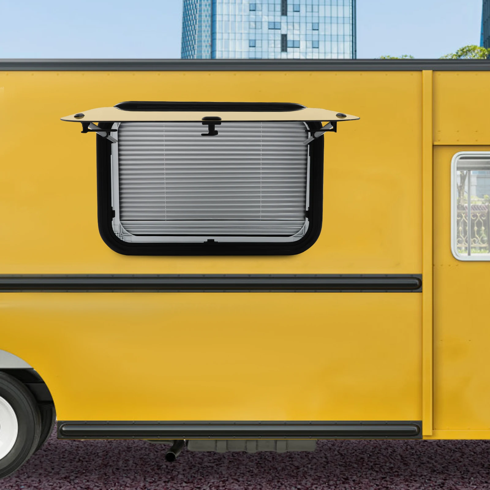 

29,5*19,69 дюйма, выдвижное окно для автодома, алюминиевый сплав и закаленное стекло 65 ° Ступень открытия с защитой от комаров экрана