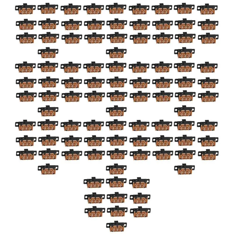 

LLCS-100Pcs Высококачественный 6-контактный 3-позиционный ползунковый переключатель DPDT для панели, 0.5A 50V DC