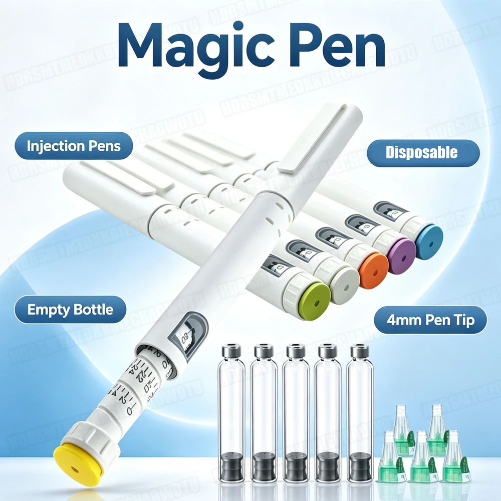 10Set Disposable Insulin Pen Sterile Empty Insulin Cartridge Bottle Beauty Pens Adjustable-dose Injection Pens + 4MM Pen Tip Kit