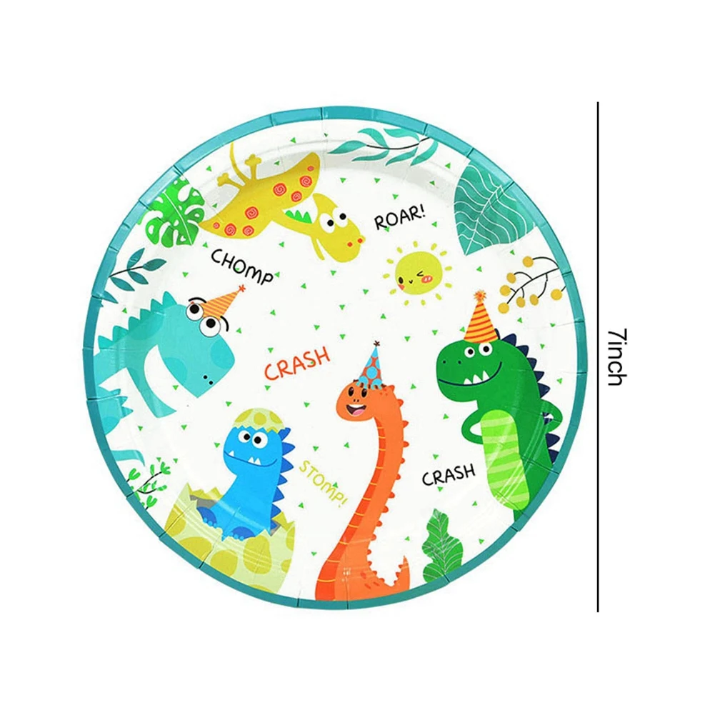 49Pcs Dinosaur Theme Party Disposable Tableware Set Paper Plate Cup Kids Boy Jungle Birthday Party Decoration