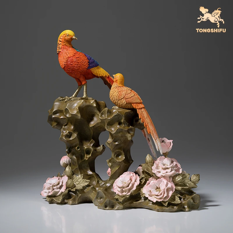 

Copper Cradfts Household Mascot Decoration Animal and Flowes Sculpture Red Belly Chicken Statue Home Decoration Accessories