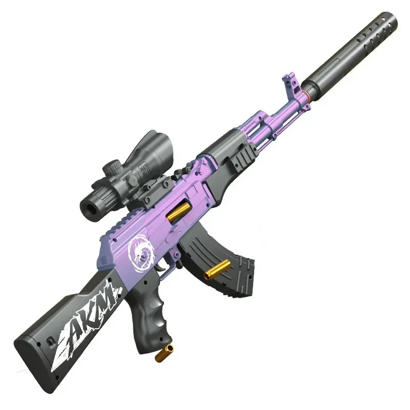 Shell-throwing AKM soft bullet gun can launch toy gun boy submachine gun model manual loading long range