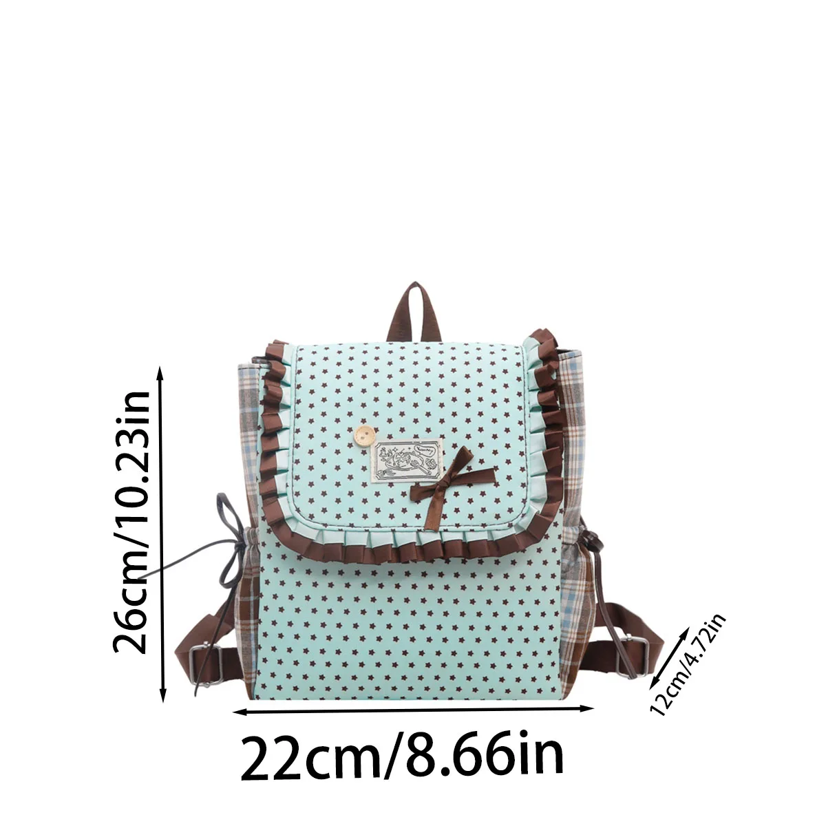 Cute Polka Dot Women Backpack Large Capacity Vintage College Style Sweet Ruffle Bow Daypack for Teen Girls Daily Travel Use