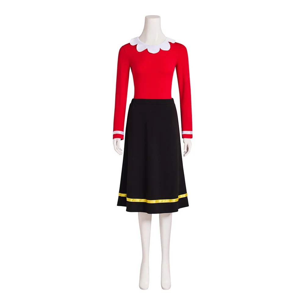 أزياء أنيمي زيت الزيتون التأثيرية للنساء فستان أحمر أسود مجموعة ملابس حفلات الهالوين #3