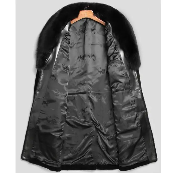 5XLคลาสสิกWarm Faux Fur Coatแฟชั่นฤดูใบไม้ร่วงผู้ชายสีดําStreetwear Single Breastedกลางแจ้งThicken Windbreakers