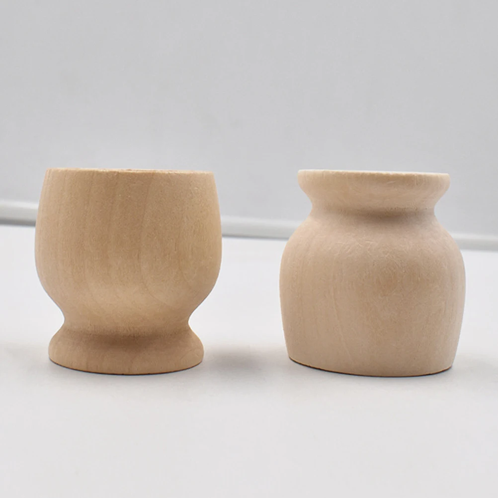 

10pcs Wooden Egg Cup For Diy Painting Unfinished Wood Craft Stand Graffiti Holder Party Supplies Preschool Activity Tool