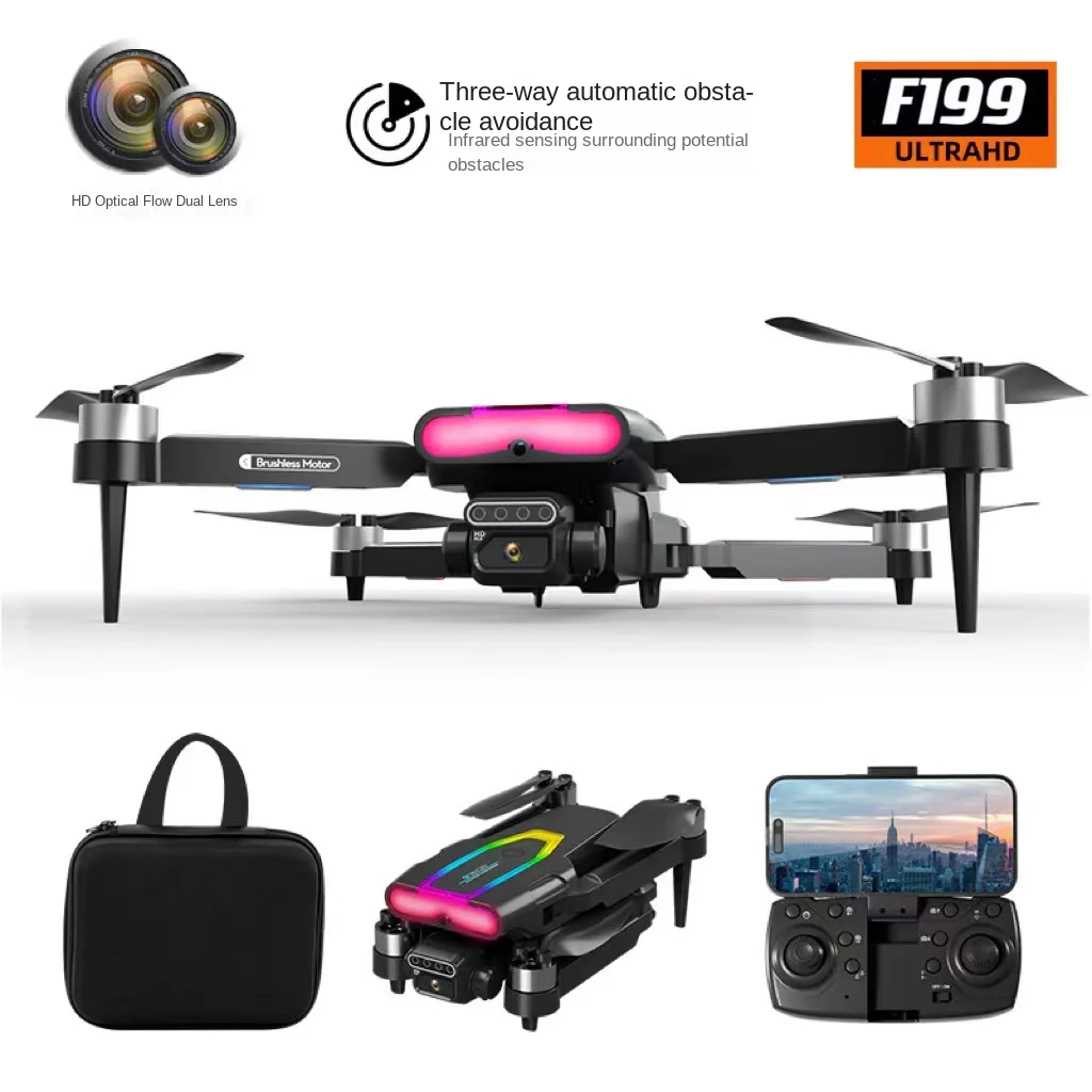 F199 Drone 1080P Wide-Angle HD Dual Camera Brushless WIFI FPV Professional RC Foldable quadcopter Helicopter Toy Gift