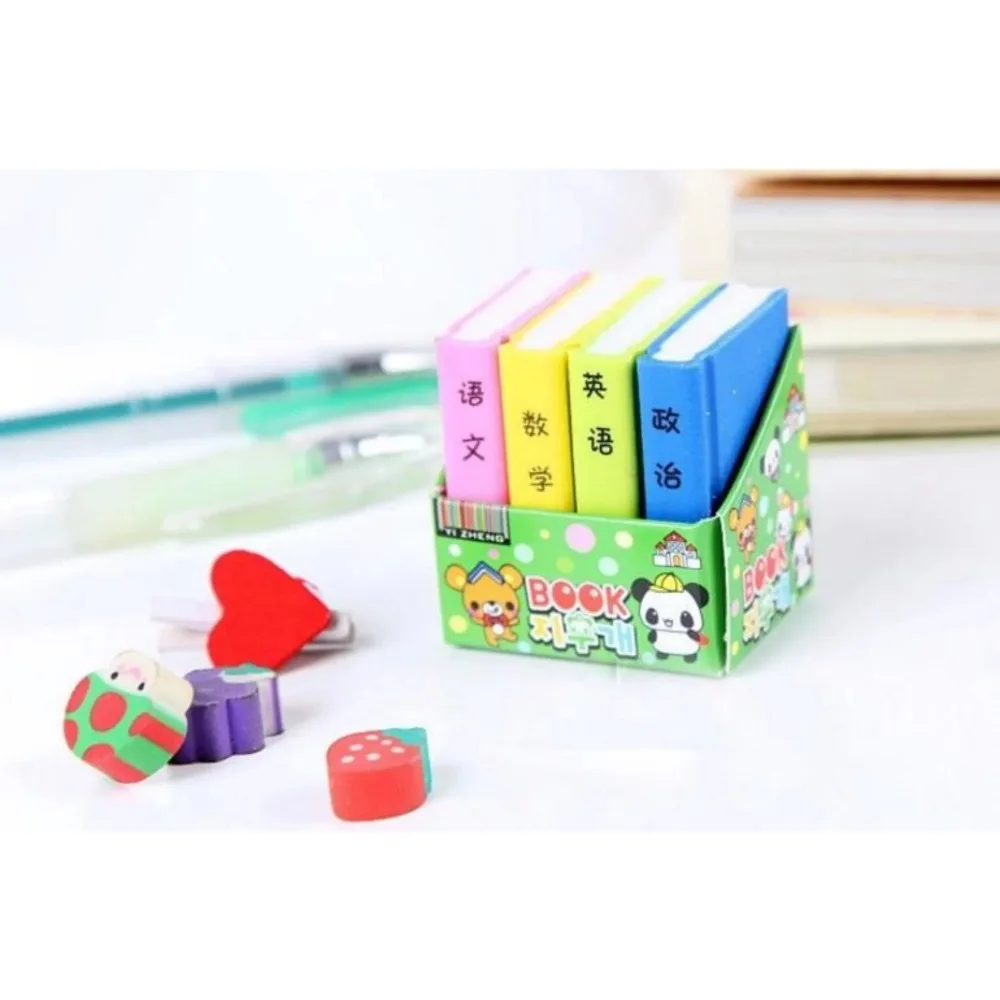 4pcs/set Korean Creative Stationery Cartoon Color Textbook Eraser Cute Primary School Students Festival Prize Gift Kawaii Eraser