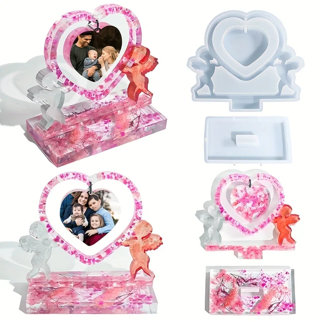 DIY kryształowa forma z żywicy epoksydowej Cupid Love ramka na zdjęcia silikonowe formy