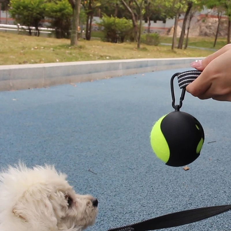 Portable Hands-Free Pet Ball Cover Holder Tennis Ball Holder with Dog Leash Attachment Pet Supplies Fit Standard Tennis Balls