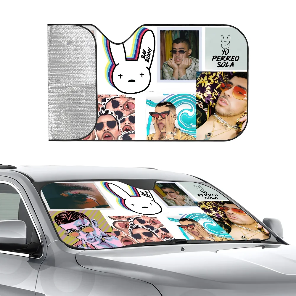 

B-Bad B-bunnyS Singer Car SunSha теплоизоляционная алюминиевая пленка лобовое стекло солнцезащитные козырьки УФ-лучи блоки автомобильный солнцезащитный козырек