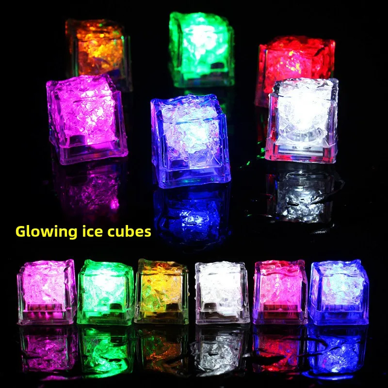 6PCS Colorful Bathtub Light Up Toy Luminous LED Ice Cube Party Supplies Waterproof Glowing Cube Kids Bath Toy Birthday Xmas Gift