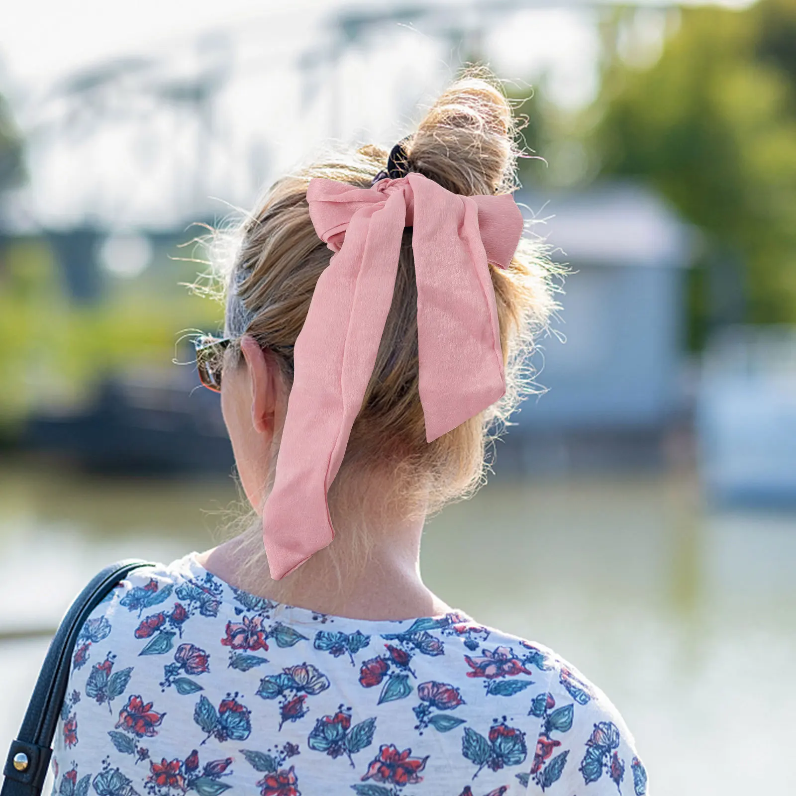 

4 pcs Bowknot Tie Satin Cloth Band For Women Girls Ribbon Ponytail Holder Silk Elastic Hair Accessories Hair Styling Tool