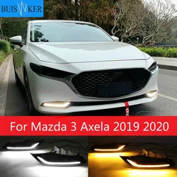 2 pz DRL per Mazda 3 Axela 2019 2020 LED auto guida luce di marcia diurna fendinebbia con segnale di svolta giallo flusso