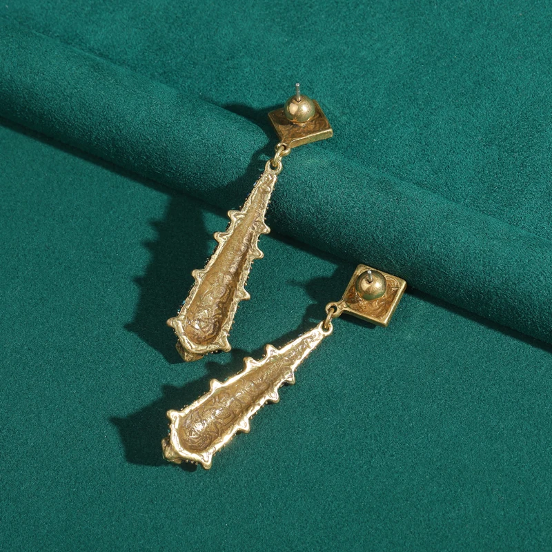 

Vintage Blue And Green Crystal Earrings Pendant Large Tower Shape Designer Antique Gold Color Jewelry Luxury 2026 For Lady Gifts
