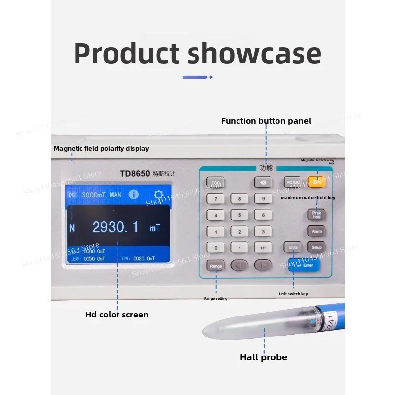 TD8650 Desktop Digital Gauss Meter - AC/DC Magnetic Field Tester Tesla Meter