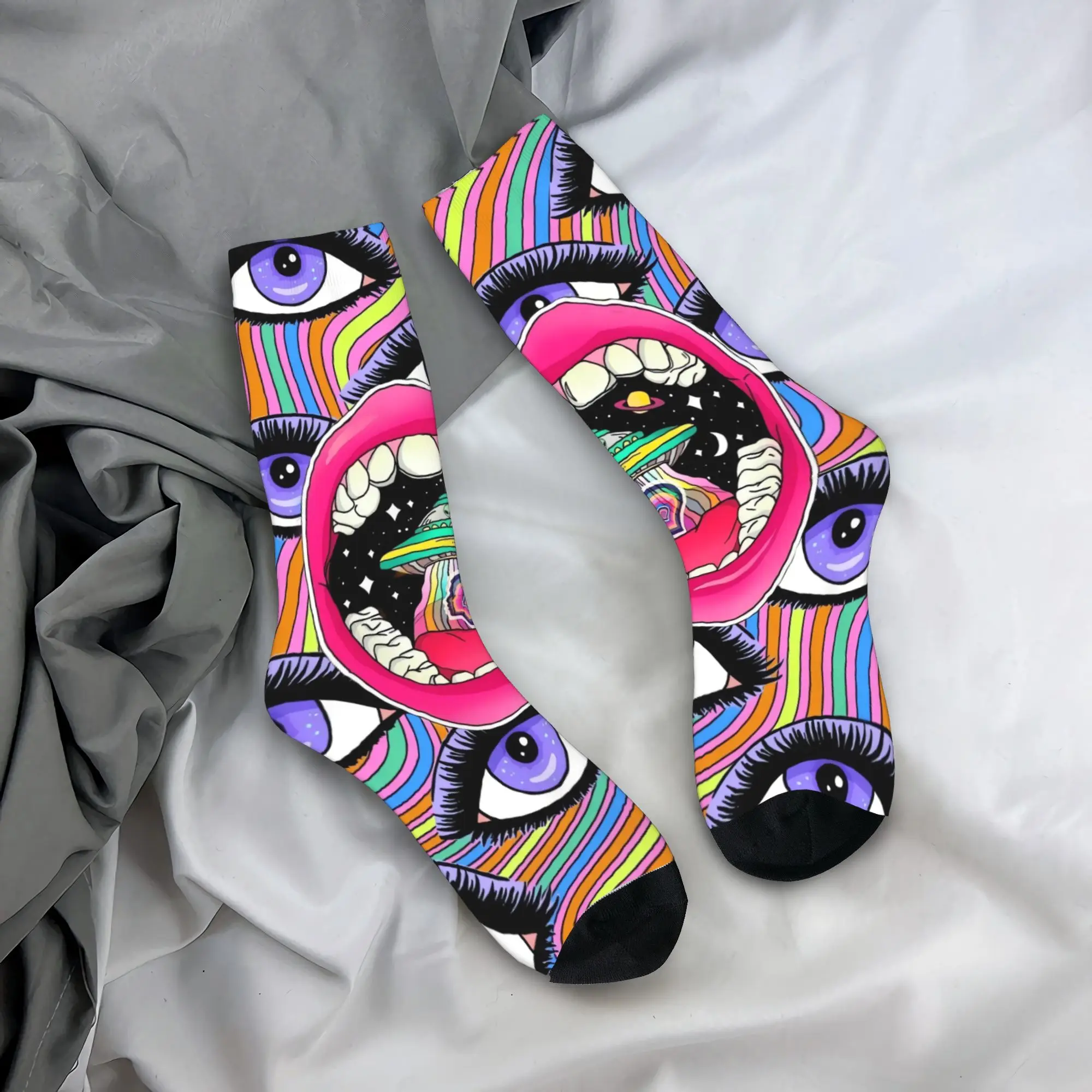 Horror Multi‑mouth Harajuku Abstract Socks Autumn  Stockings Leisure Women Men Soft Breathable Socks Cycling Anti Skid Socks