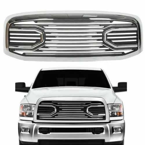 Big Horn Chrome Packaged Grille+Replacement Shell For 10-18 Dodge Ram 2500 3500