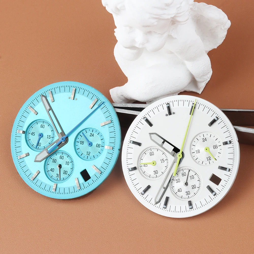 

VK63 Dial 32.5mm Diameter Dial 6 Hands For Speed Master Watch Case VK63 Dial Green Luminous Fit VK63 VK64 Quartz Movement