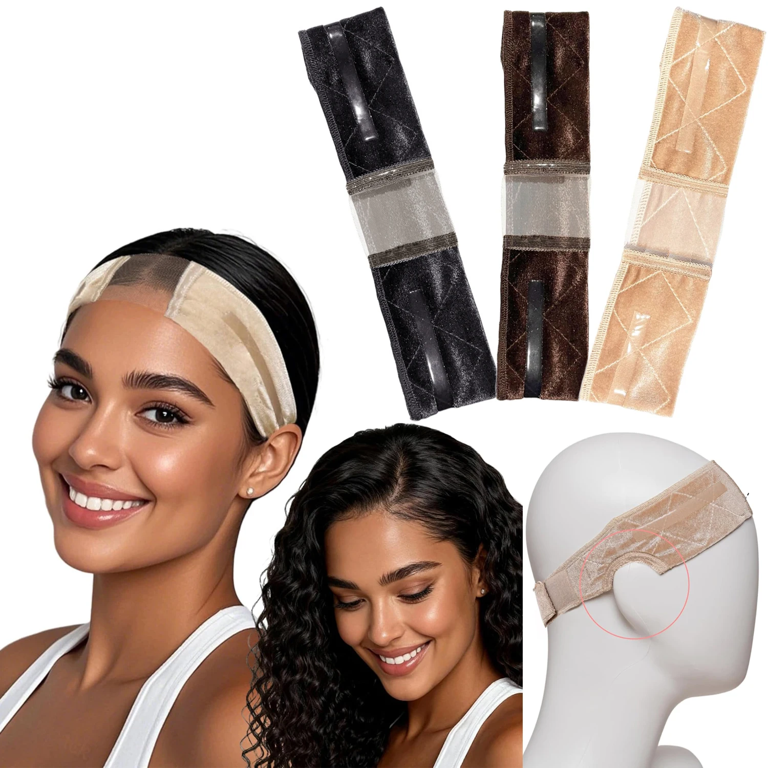 

Non-slip Soft Velvet Women Wig Grips Headband Women Silicone headband Velvet To Hold Wigs Wig Accessories