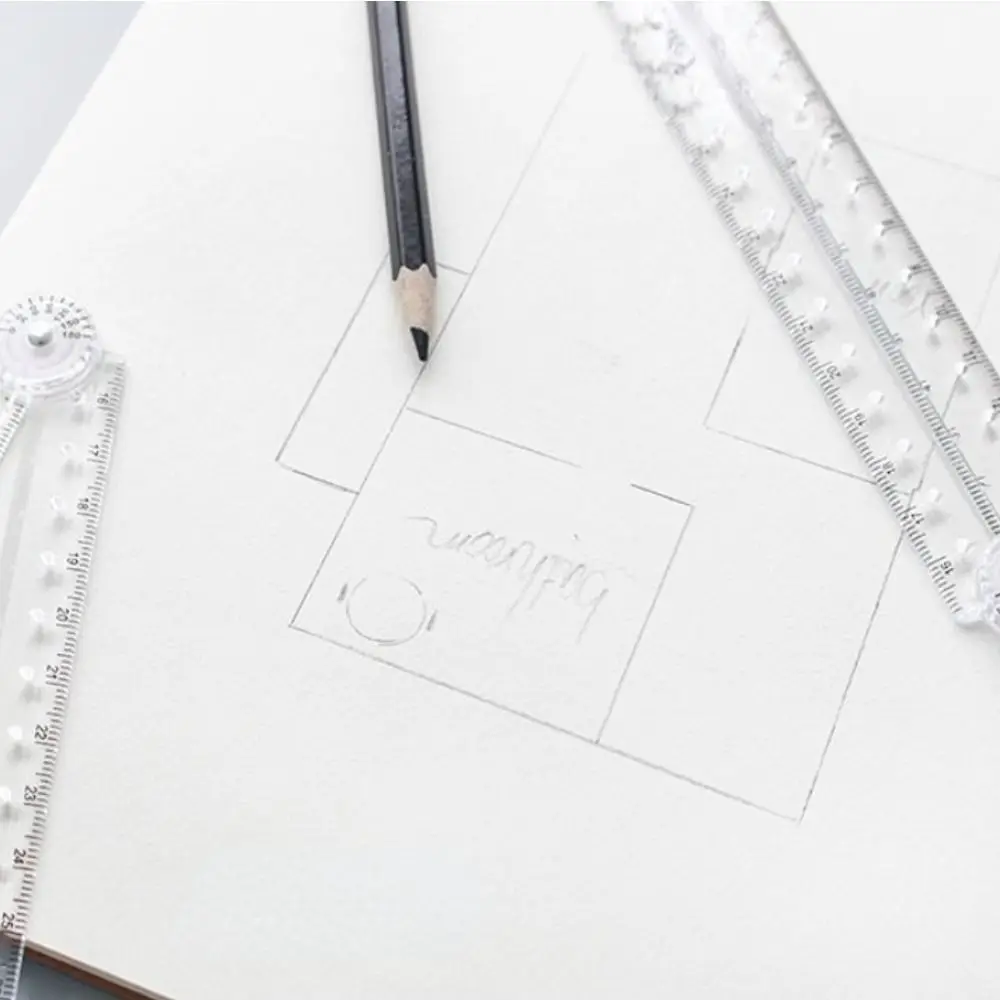 Artist School Office Supplies Geometry Measuring Ruler Design Drawing Ruler Clear Folding Ruler Angle Measurement Ruler