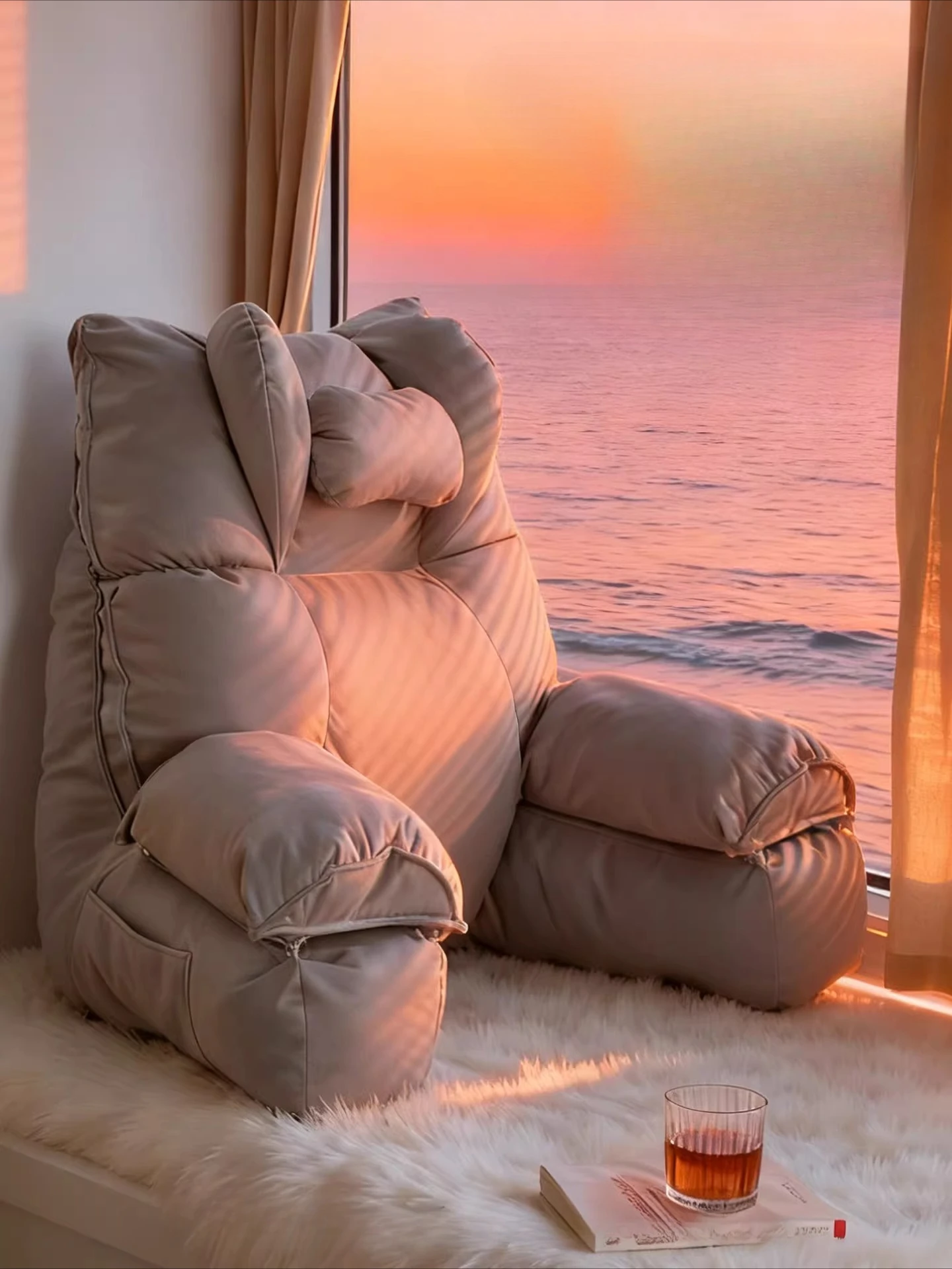 Bed Backrest Pillow for Reading and Phone Use Lumbar Support Cushion for Bed and Window Seat