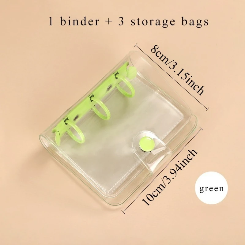 1Pc Creative Cute Transparent 3 ring Mini Loose-leaf Hand Book Student Portable Notebook ring binder School Supplies