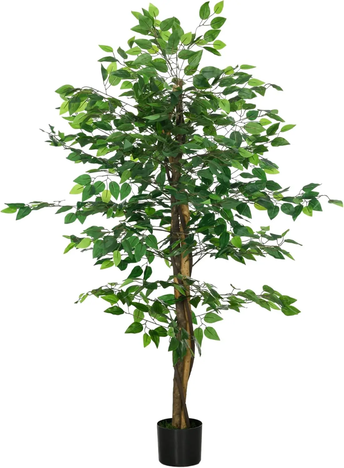 

5Ft Artificial Ficus With Pot, Indoor Outdoor Fake Plant For Home Office Living Room Décor