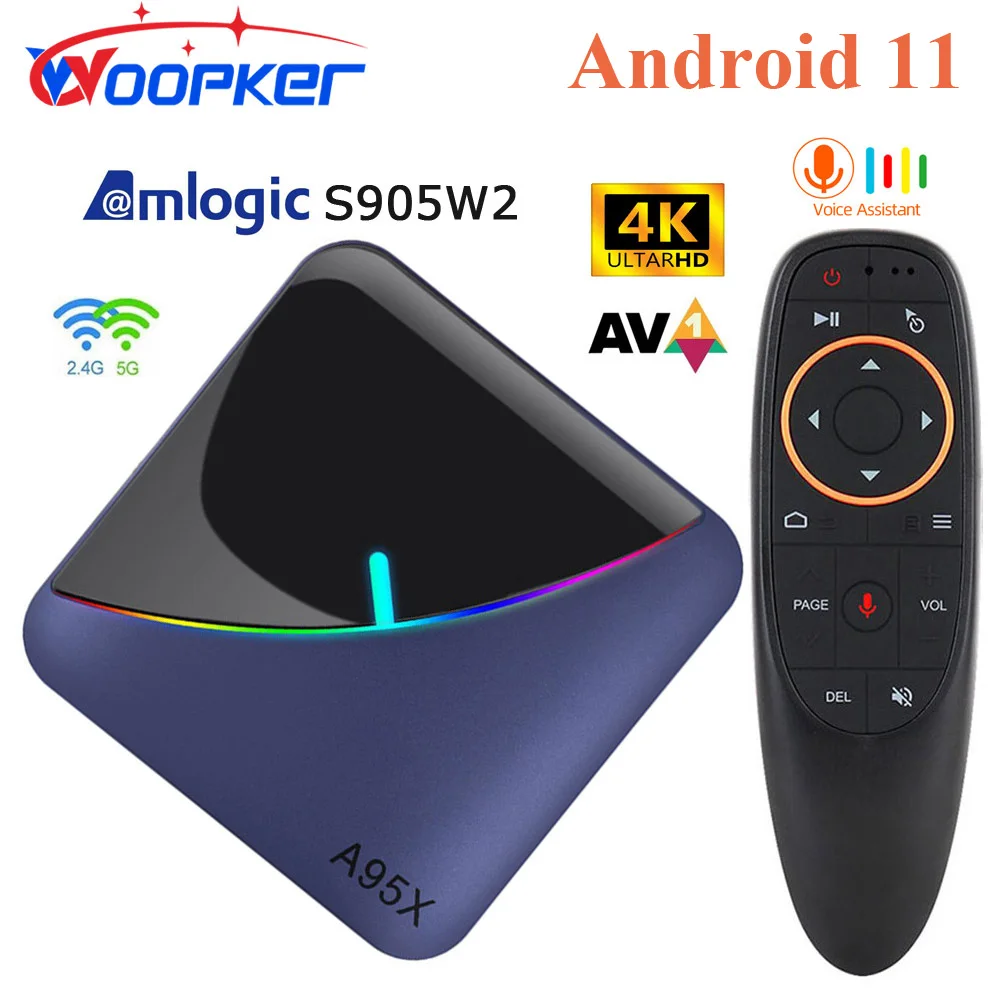 

Woopker A95X F3 Air II TV Box S905W2 Android 11.0 Dual Wifi BT5.0 4K VP9 AV1 HD Media Player RGB Light Set-top Boxes