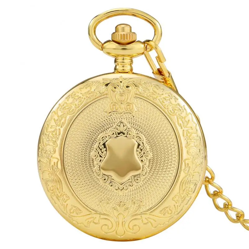 Luxus Gold Schild Quarz Taschenuhr Chic Floral Rattan Blumen Halskette Analog Tasche Uhr Anhänger Praktische Sammlerstücke